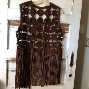 Vintage suede fringed vest